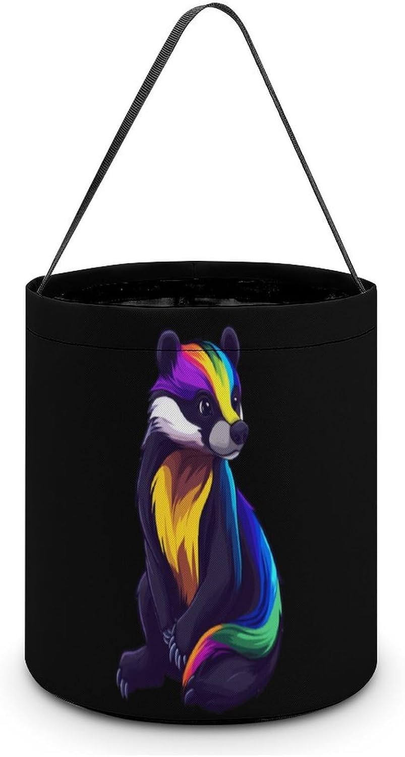 Colorful Ba-dgers Halloween Treat Bag Reusable Candy Basket Tote Goody Bags Gift Party