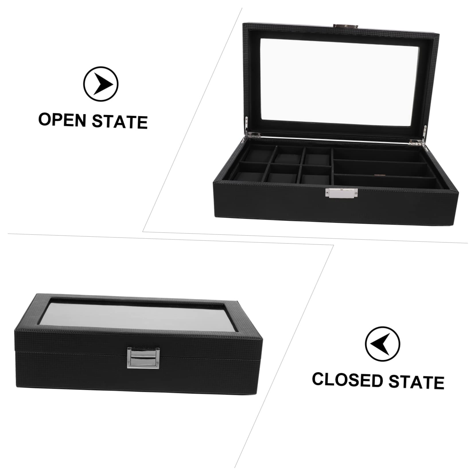 SHERCHPRY Brillenetui Organizer für Sonnenbrillen Uhrenetui Schmuckbox aus Hochwertigem Material Schmuckaufbewahrung für Zuhause und Unterwegs Robuste Aufbewahrungsbox