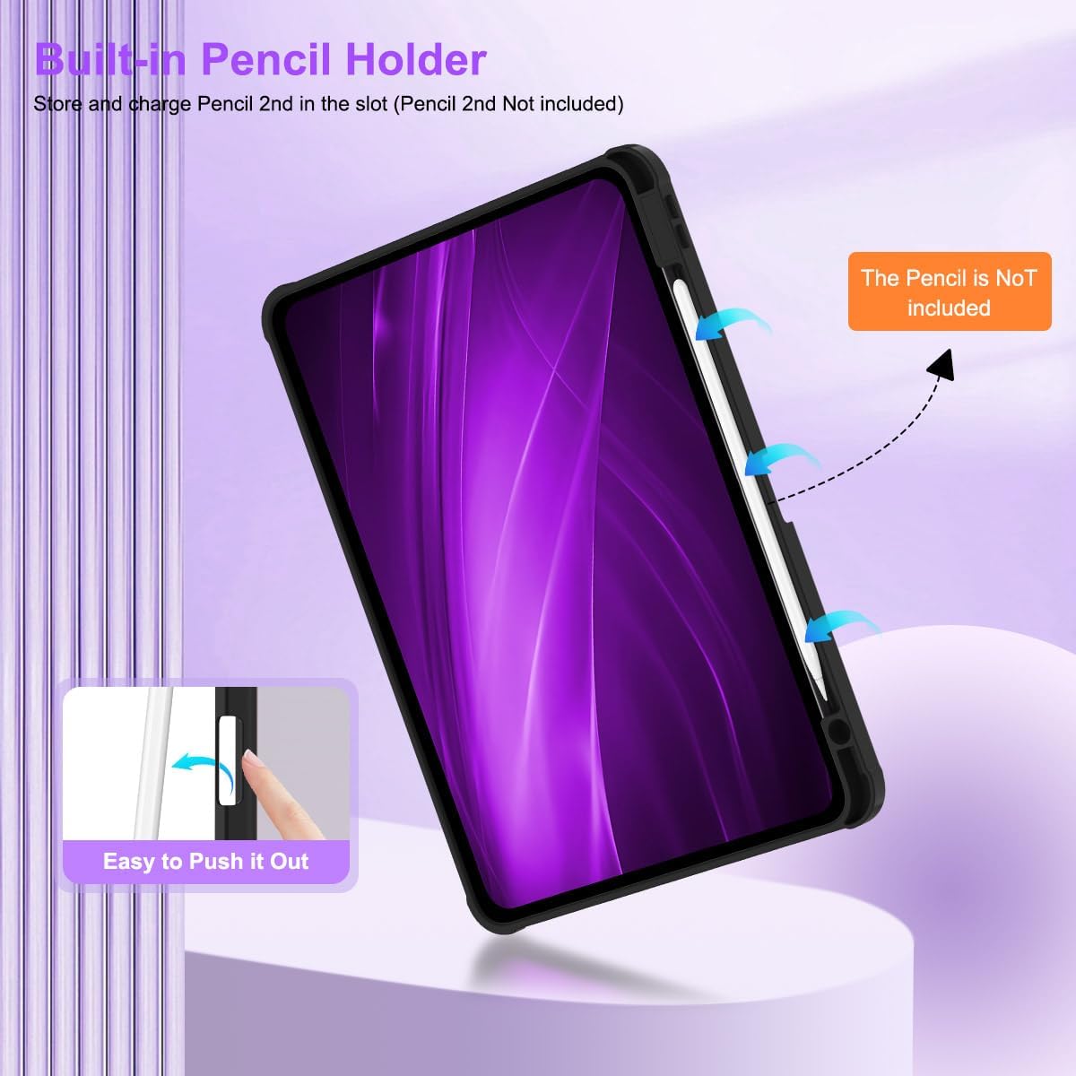 Casetego for iPad Air 11 Inch M2(2024),iPad Air 5th Gen(2022)/iPad Air 4th Gen(2020) 10.9 Inch Case with Pencil Holder,360°Rotating Adjustable Stand Protective Case,All Butterfly