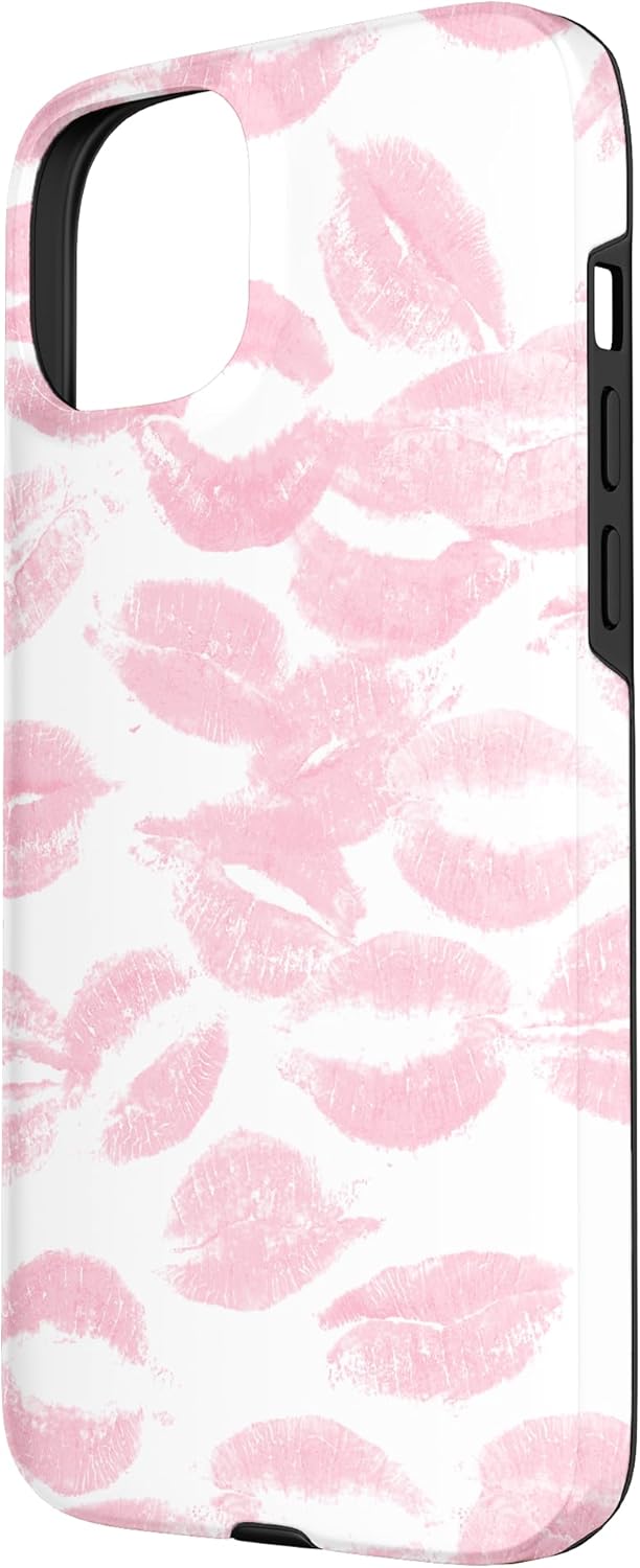 Coquette Pink Kisses Lipstick Lip Kisses Case for iPhone 15 Plus