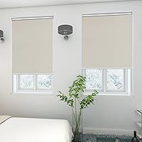 Vista 8 de SUNFREE - Persianas de ventana enrollables y opacas sin cuerdas para hogar y oficina, Tela, Beige