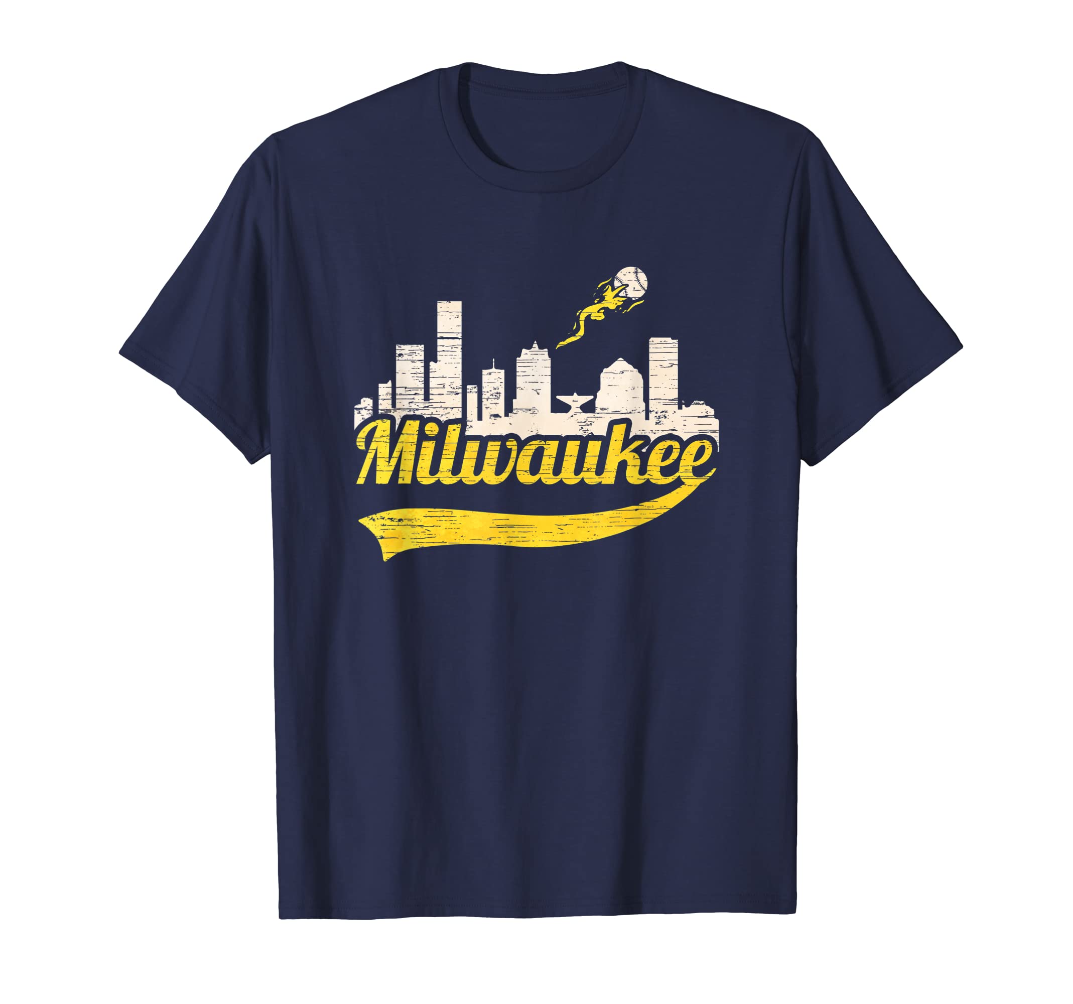 Milwaukee Home Run City Skyline Baseball T-Shirt