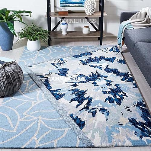 Image of 7x9 Ft Hand-Tufted Wool Rug - Classic Thick Carpet for Cozy Living Rooms & Master Bedrooms