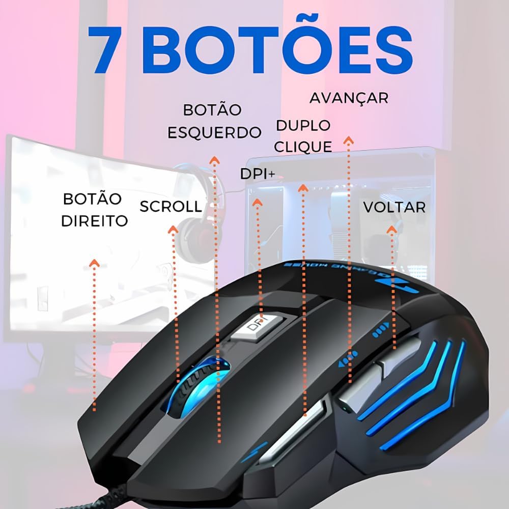 Review do Mouse Gamer 3200 DPI: Ergonomia e Estilo para Jogar! 3 61DALrtFwpL. AC SL1000