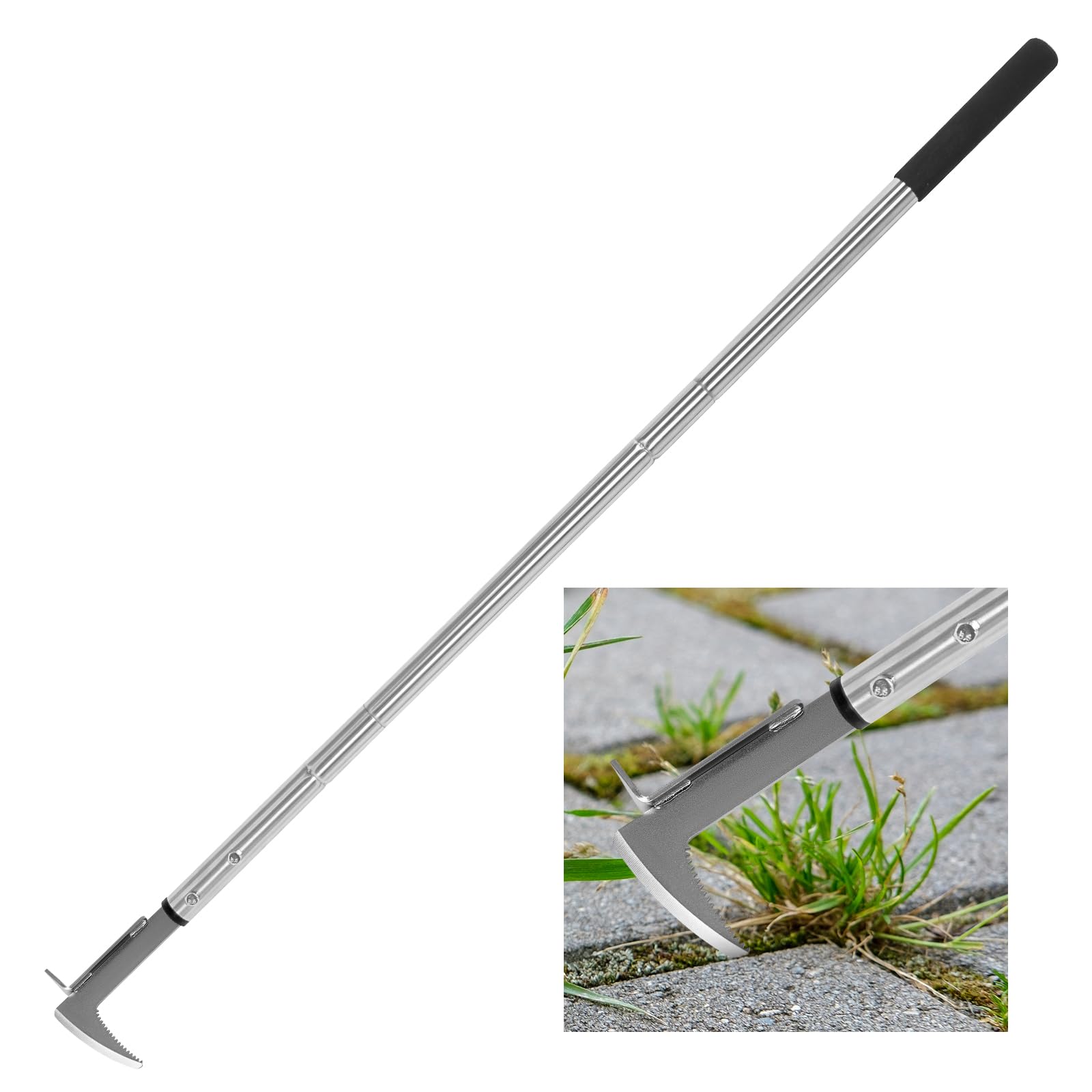 BARAYSTUS Cuchillo desherbador manual de mango largo140-105-65 cm, ajustable, herramienta ergonómica para jardín