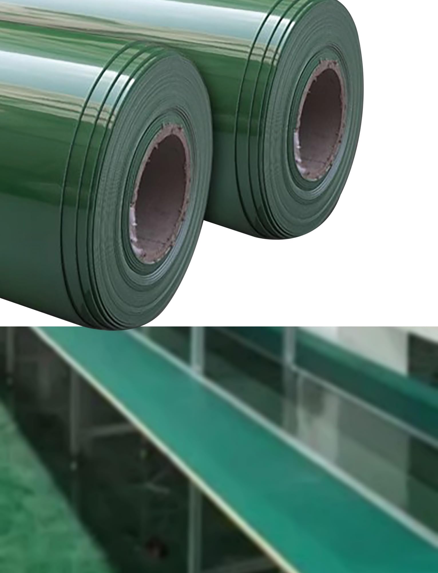 Förderbandmaterial, Hochleistungs-Förderband-Ersatzband for Fabrik, Lager und Schüttgüter, einseitige grüne PVC-Bänder(60x120cm/23.6x47.2in)