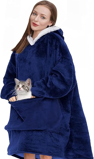 IvyH Oversized Hoodie Sweatshirt Blanket, Wearable Sherpa Blanket Hooded Sweatshirt Long Sleeve Super Soft Warm Hoody One Size fits Men Women Girls Boys Unisex