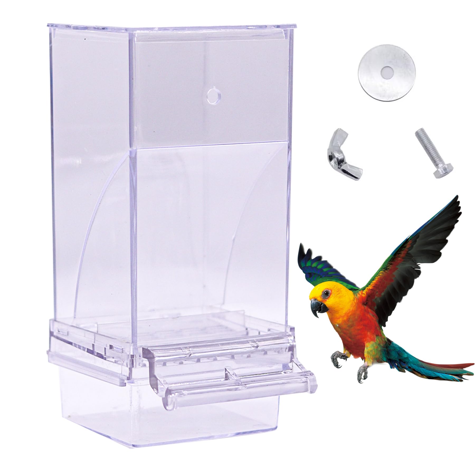 Mangiatoia Automatica Per Uccelli - Con Altalena E Smerigliatrice Piedi, Acrilico Trasparente - Foto 10