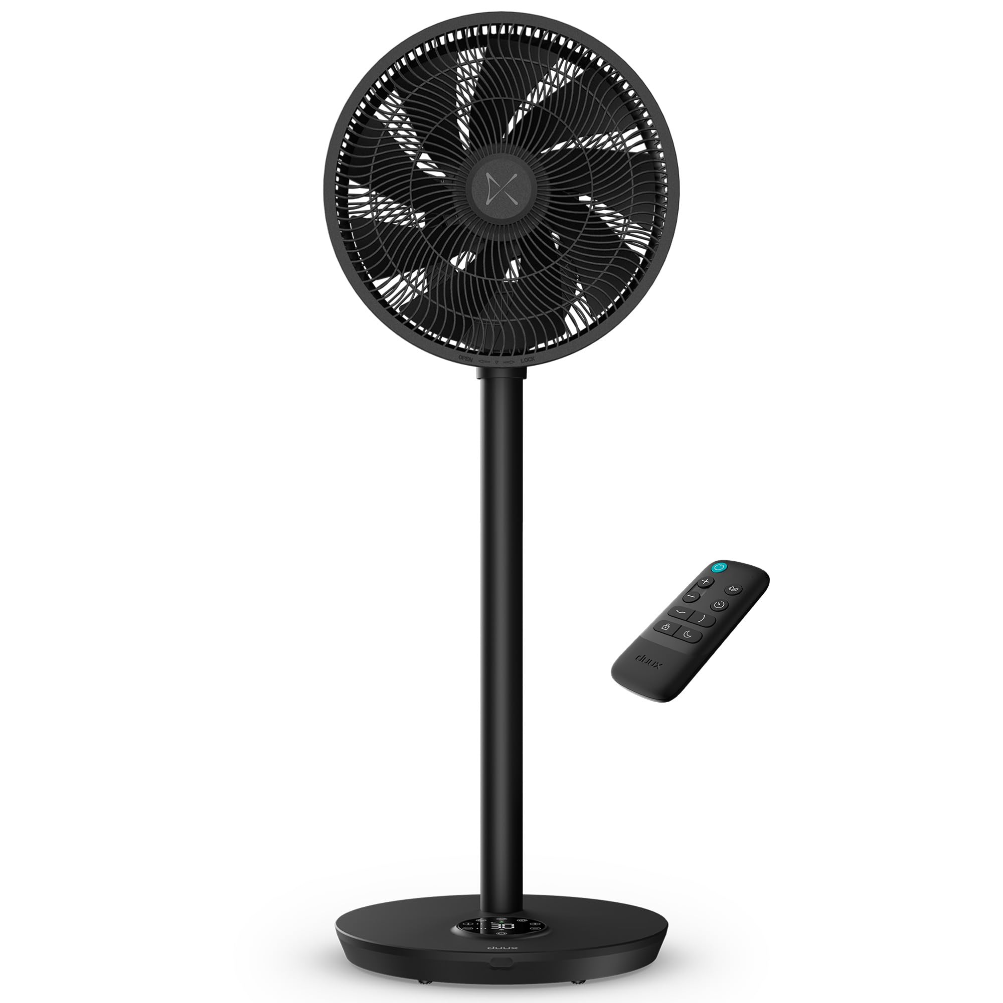 Duux Whisper Flex 2 ventilateur – ultra-silencieux 13dB – mode nuit & minuterie – hauteur réglable (54 à 92 cm) – économe en énergie dès 2W – commande via ventilateur & télécommande – Noir
