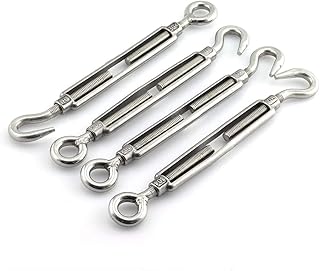 JCBIZ Wholesale 100pcs M10 Turnbuckle Screw Hook to Eye Strainer Fence CO Open Body Draw-in Bolt 304 Stainless Steel Adjustable Wire Rope Tensioner