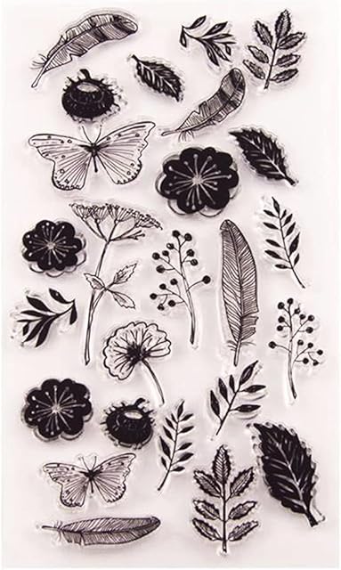 Flowers Leaves Butterflies Silicone Stamp Transparent Clear Stamp DIY Scrapbooking Tools for Cards Making Scrapbook Seal Photo