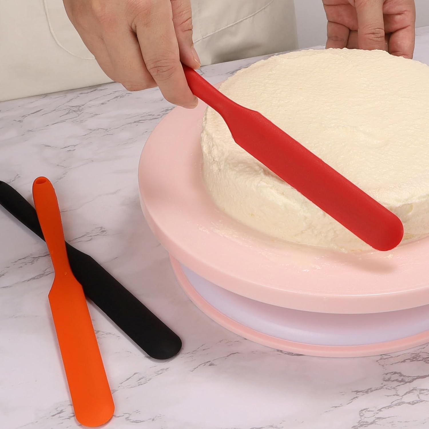 【3 Pack】Silicone Jar Spatula, Long Handle Jar Scraper Spurtle, Sourdough Spatula, Non-Stick Heat Resistant Cake Cream Spatulas Set, Small Spatulas for Kitchen Use thumbnail