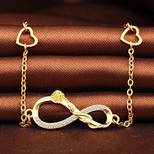 MicLee Woman's girl's Bracelet, 925 Sterling Silver bracelet, Rose flower and infinity symbol bracelet - Image 4