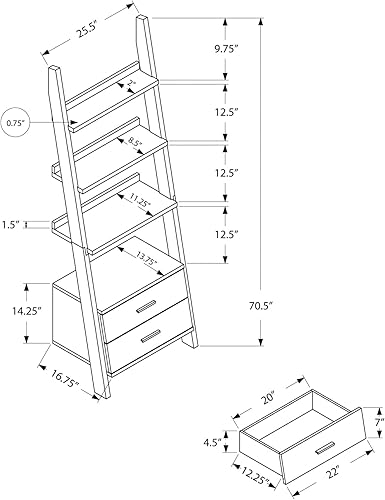 Miniatura 3 de Estantería – 69" H/GREY-WHITE Escalera con 2 cajón de almacenamiento