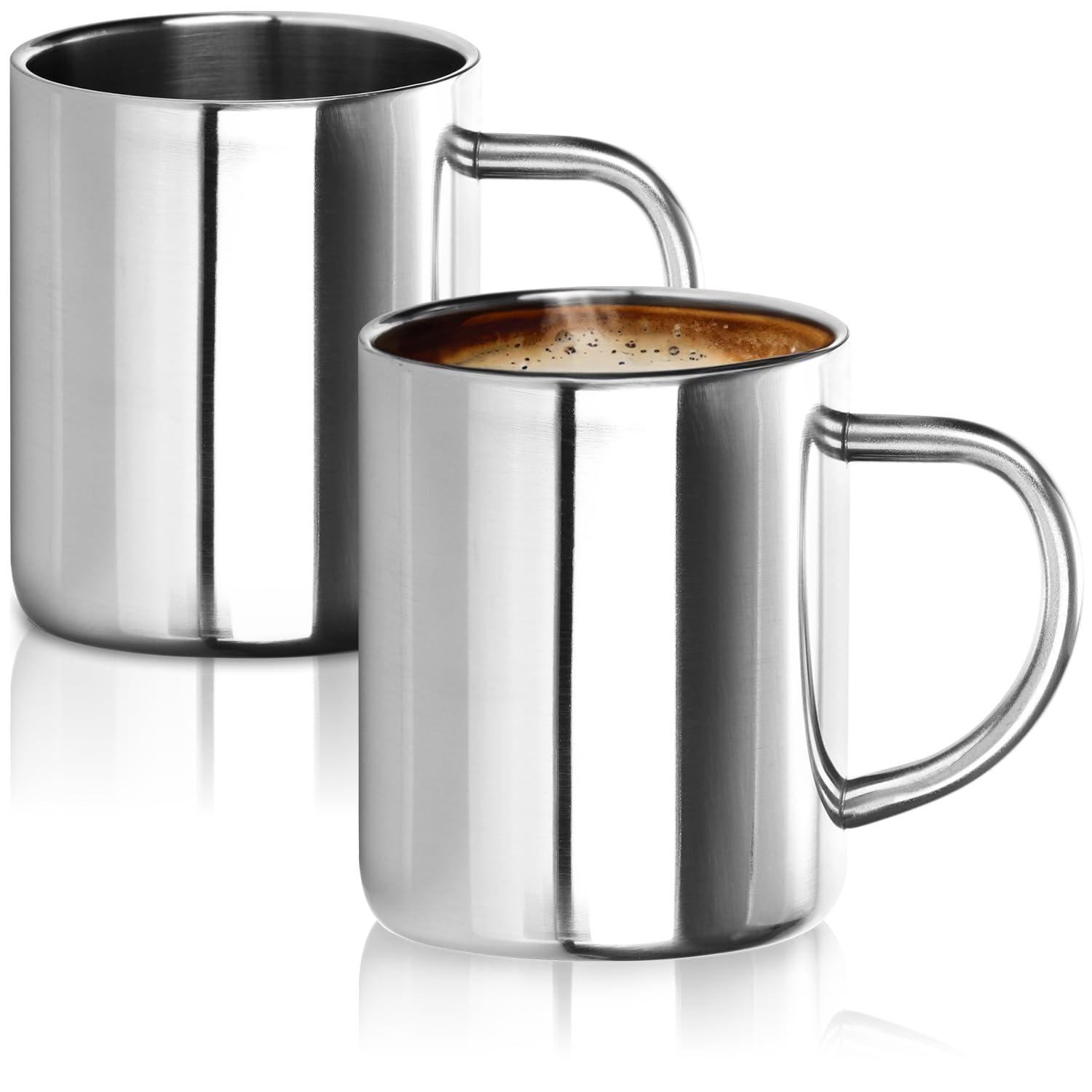 Robin Goods 2 x Stainless Steel Thermo Mug Set - 350ml Per Coffee Cup -  High Quality Stainless Steel Thermo Drinking Cup, Shatterproof Coffee Maker  (02 Pieces - Glossy) : Amazon.com.be: Home & Kitchen