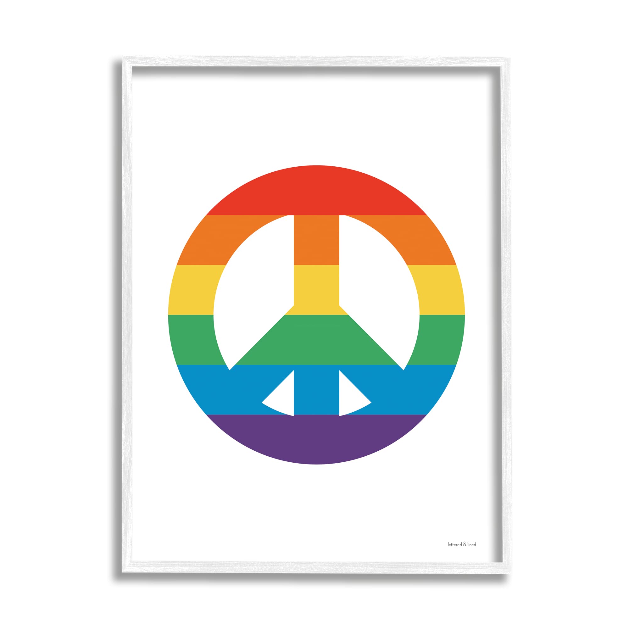 Stupell Industries Rainbow Striped Peace Sign Retro Pride Symbol Happiness