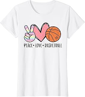Peace Love Basketball Heart for Women Teens Tween Girls T-Shirt