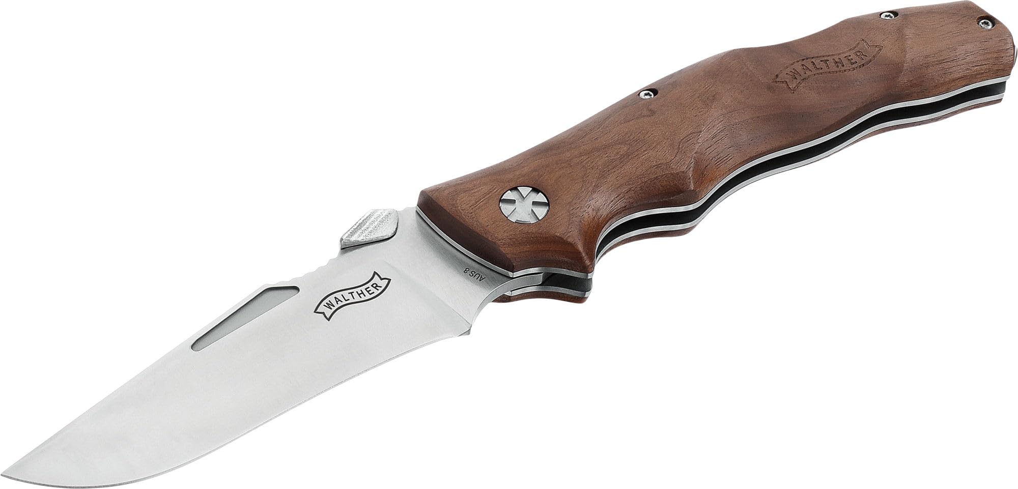 Walther Adventure Folder Wood - Coltello da sopravvivenza estremamente affilato e robusto, Legno, multicolore, m