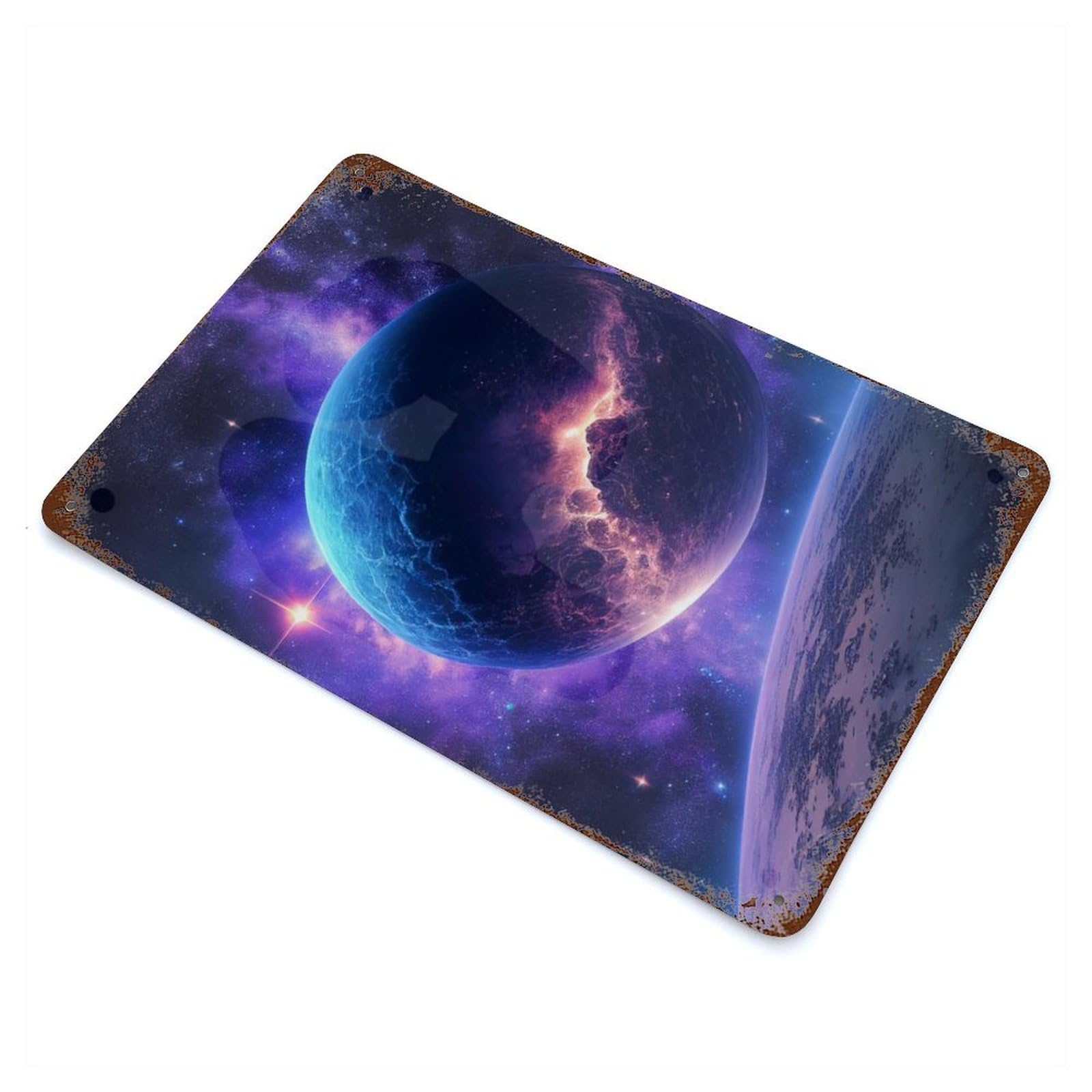 Electrified Orbit Rust Effect Tin Sign 11.8"x7.9", Ideal for Farmhouse, Kitchen And Entryway Decor