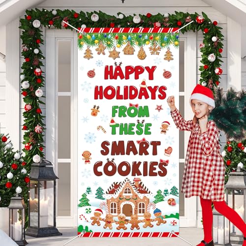 Gingerbread door banner with festive decorations