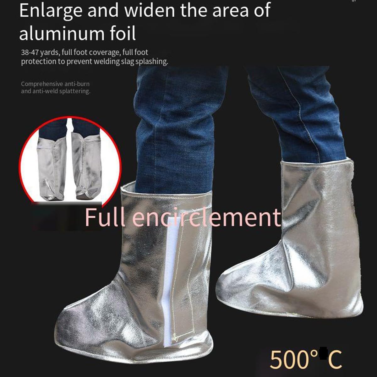 Polainas Soldador Aluminizadas Protectores Piernas Resistentes Al Calor Cubre Botas contra Chispas Y Escoria Protectores Pie Alta Temperatura para Fundición