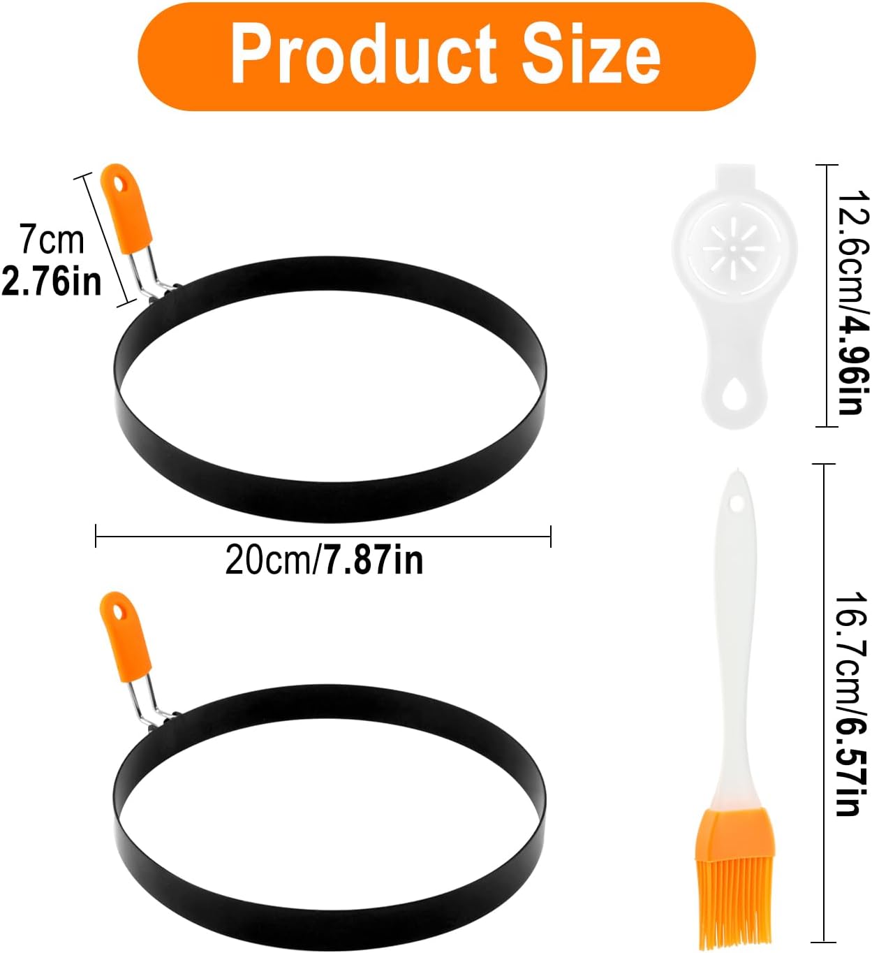 8" Non-Stick Egg Rings for Griddle, 2 Pcs Fried Egg Rings Pancake Ring Mold