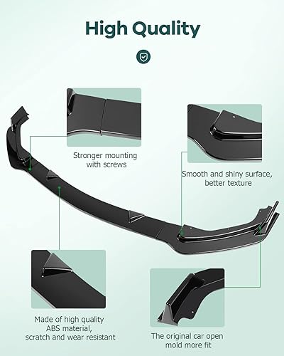 Miniatura 4 de SCITOO Kit de carrocería de parachoques delantero de polipropileno negro, alerón de barbilla para parachoques delantero para Infiniti Q50 Base
