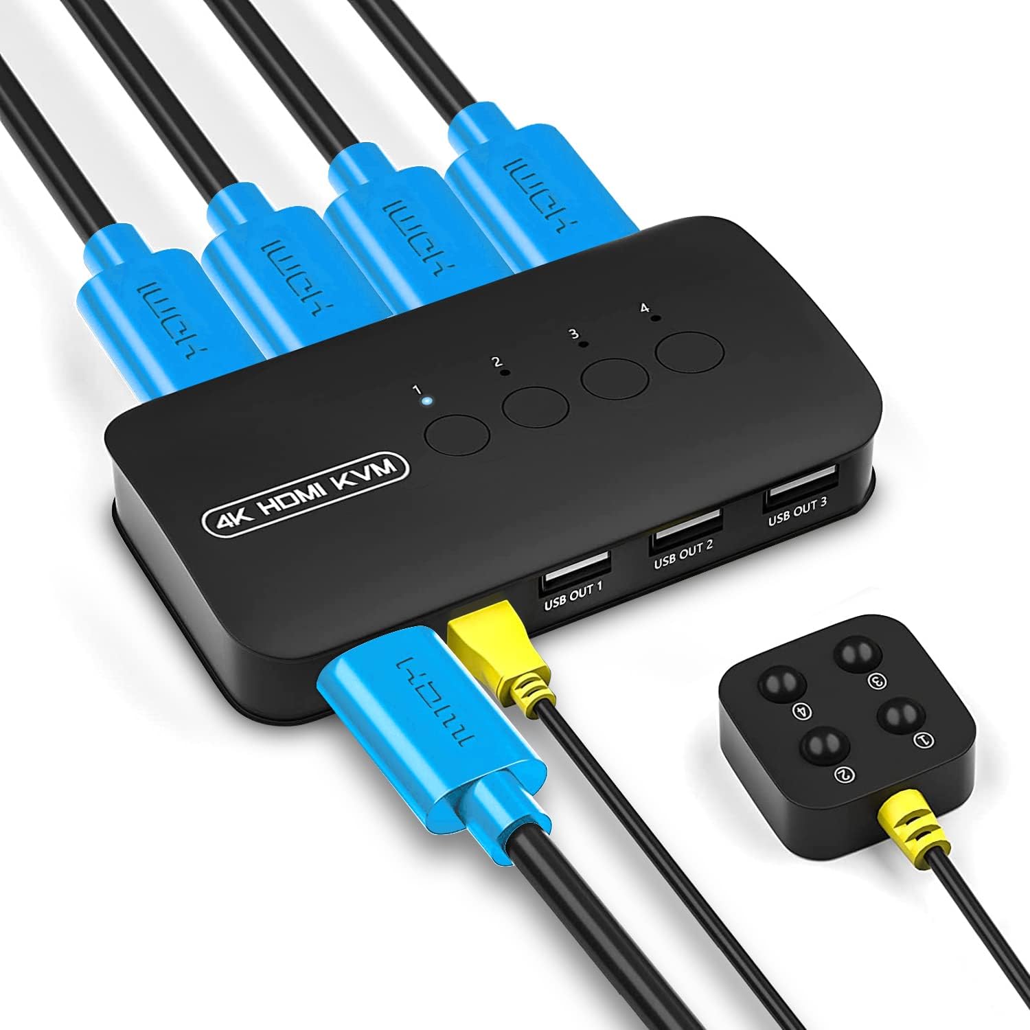 SANCY 4K 30Hz HDMI KVM 4 Port USB Hub for 4 Computers, 1 Monitor & 3 USB Devices, Keyboard Mouse Printer Scanner Sharing Adapter for PC Laptop Desktop-image-45