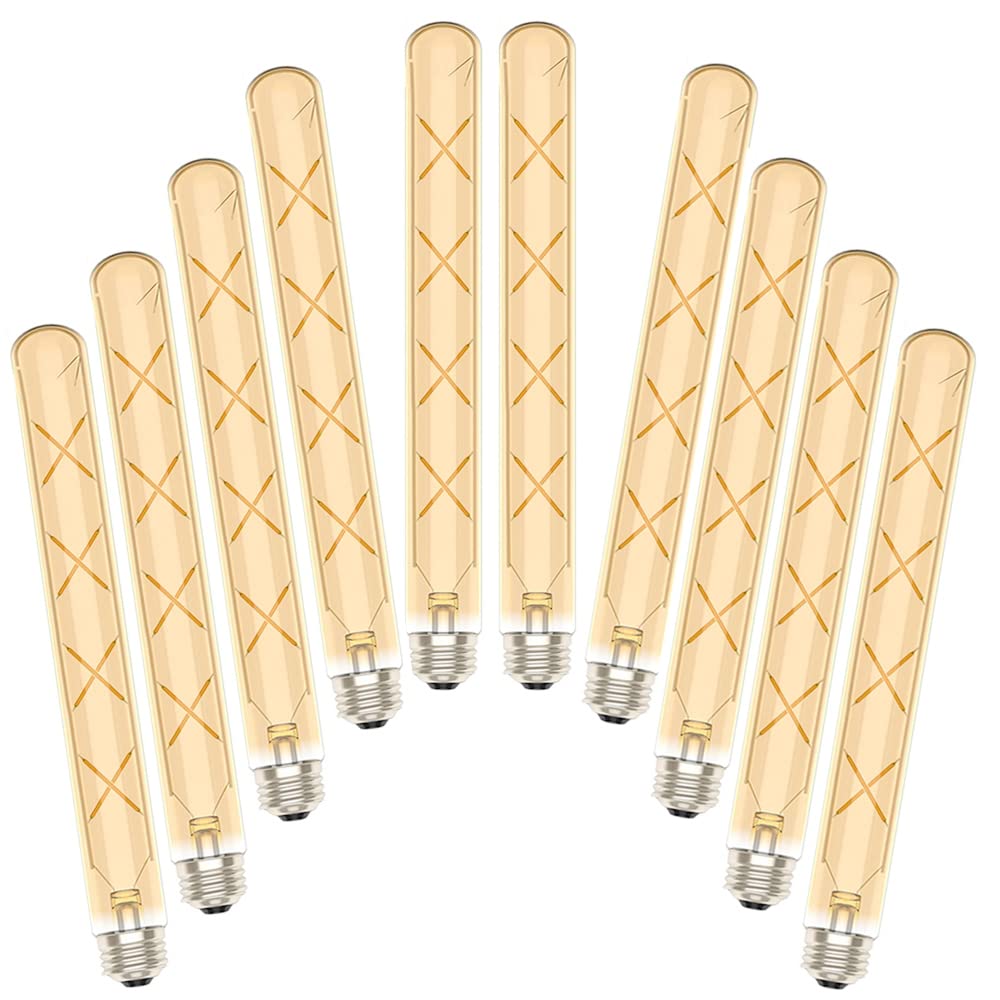 Ruihua 10 Packungen T30-300 LED-Glühbirne, E27, 8 W, Bernstein, Warmweiß, Lichtschlauch (entspricht einer Halogenlampe 70 W), 700 lm, Energiesparlampen, Vintage, 300 mm