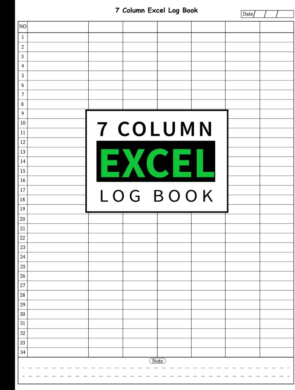 7 Column Excel Log Book: Small Business Supplies Ledger Book to Record any Types of List and Information, Blank Spreadsheet Notebooks, Ledger Books for Bookkeeping