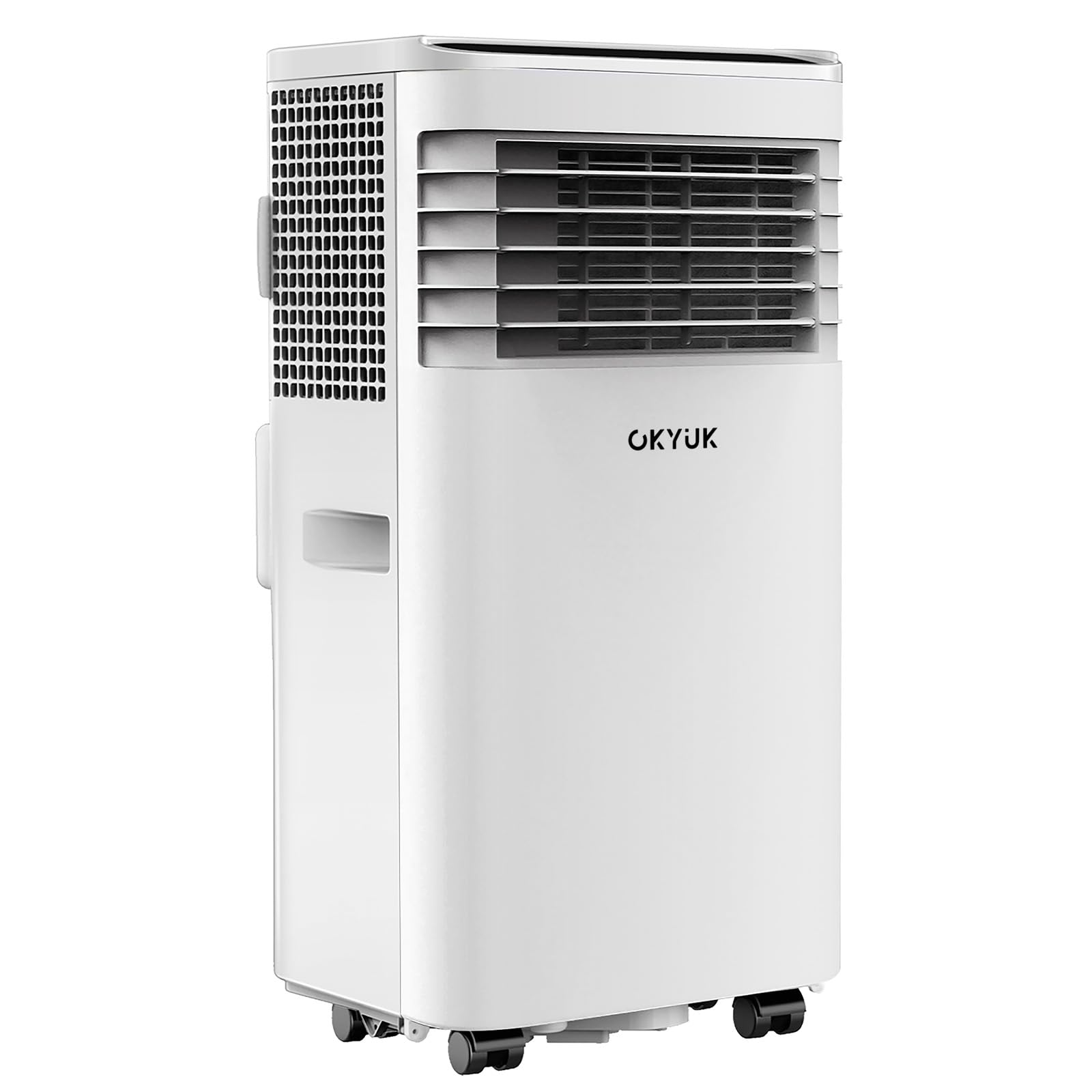 OKYUK Mobile Klimaanlage 7000 BTU mit Abluftschlauch | 4-in-1 Mobiles Klimagerät | Leiser Betrieb | Fernbedienung | Fenster-Installationsset | 24h-Timer | Für Räume bis 20 m² (7000BTU Weiß)
