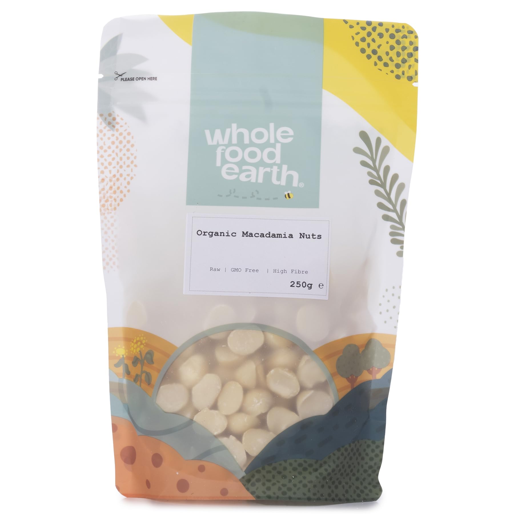 Wholefood Earth Organic Macadamia Nuts 250g Raw | GMO Free | Vegan | High Fibre | Certified Organic