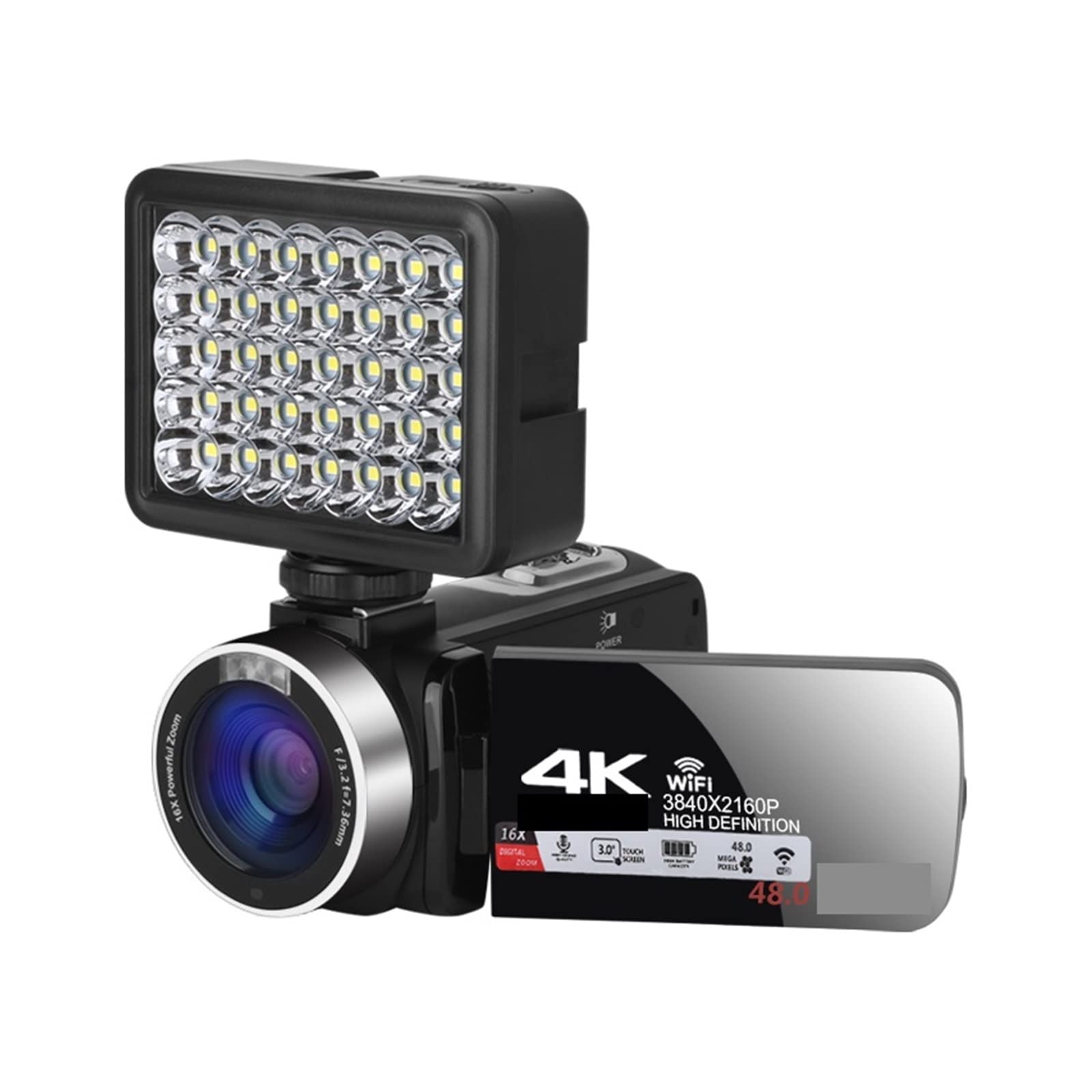 CVFRDD 4K Digital Vlog Camera For Video Recording Streaming Webcam Outdoor Portable Camcorder 18X Photography Recorder(32G SD Card,With Light)