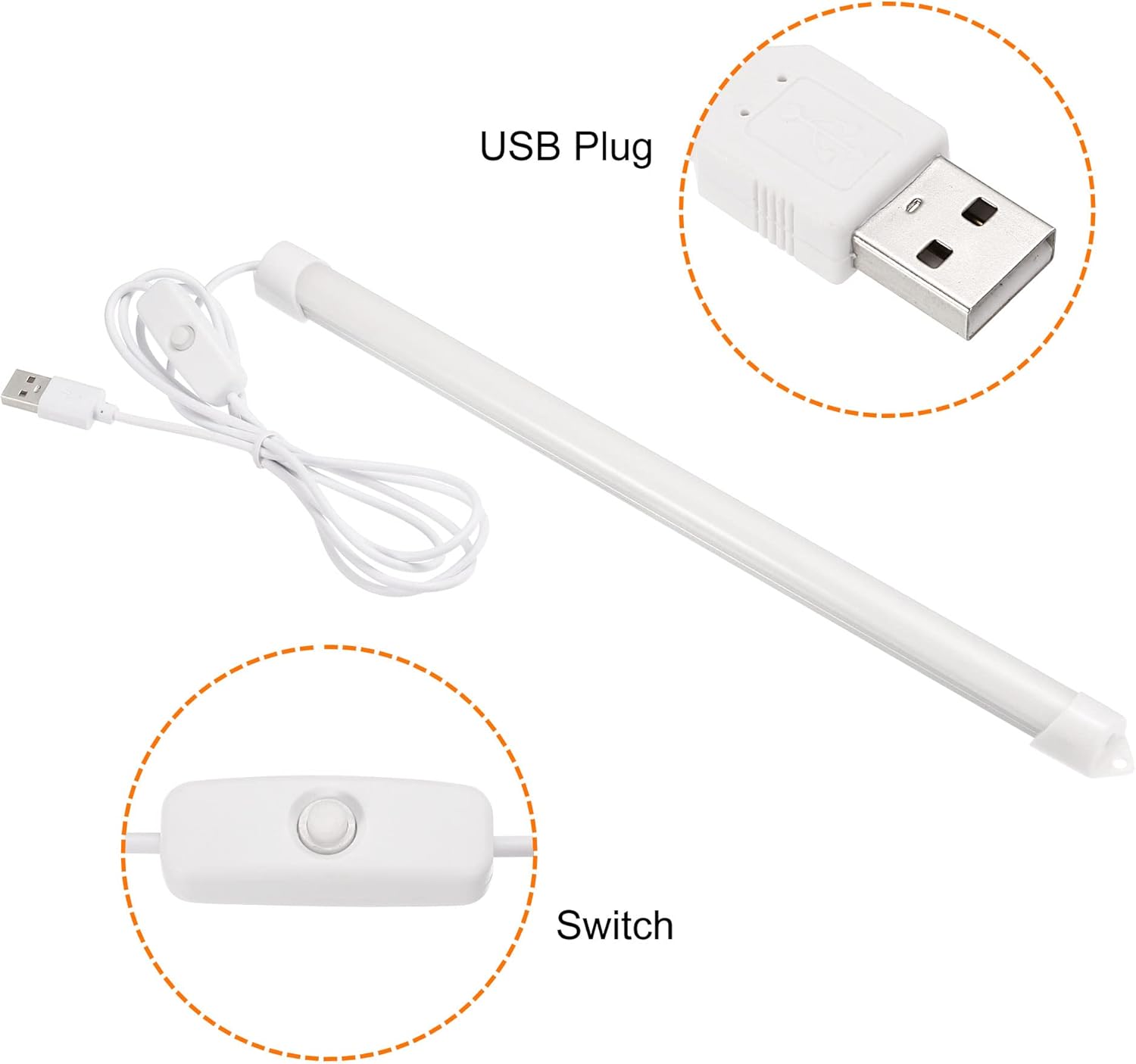 PATIKIL Under Cabinet Light, 12 Inch USB Desk Reading Strip Dimmable LED Lighting Bar Stick on Lamp for Kitchen Closet Workbench, Natural