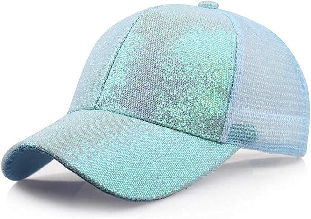 Hulday Ladies Girls Hats Baseball Cap Ponytail Sequins Cap Unisex