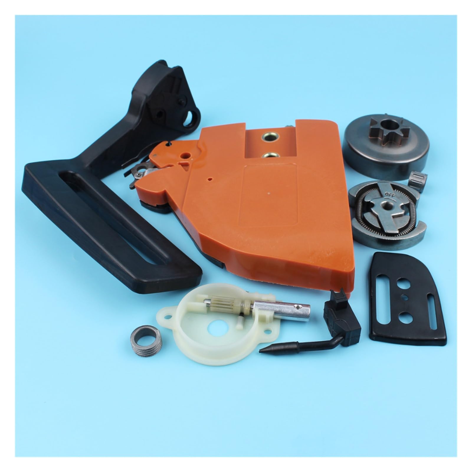 Cubierta de piñón freno cadena, Kit bomba aceite tambor embrague for Husqvarna 136 137 141 142, protector mango motosierra, placa barra engranaje helicoidal