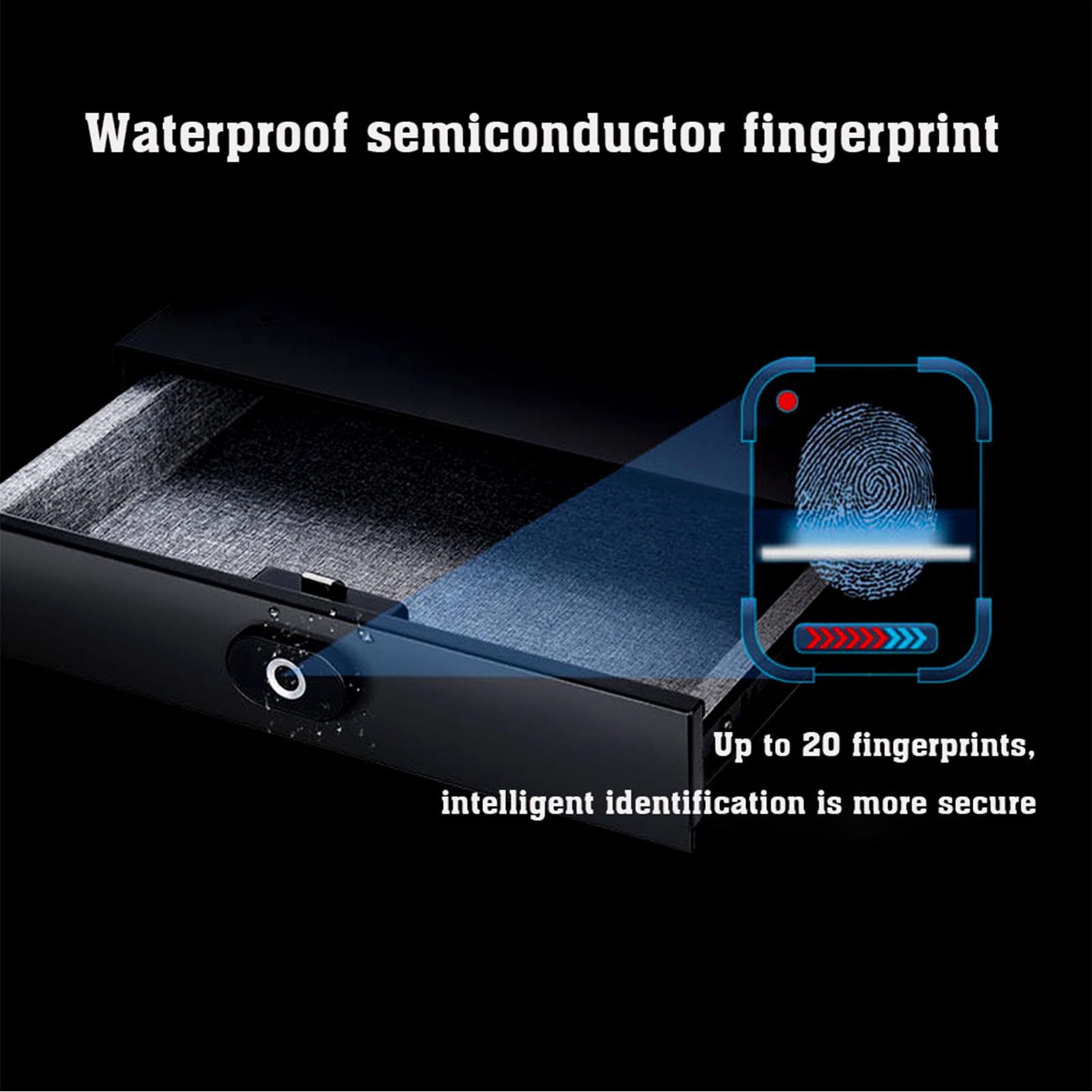 Cassaforte per Impronte Digitali, Cassaforte Intelligente Portatile con Guida di Scorrimento Silenziosa a Sfera in Acciaio per Hotel Home Office, Bullone di Bloccaggio in Acciaio