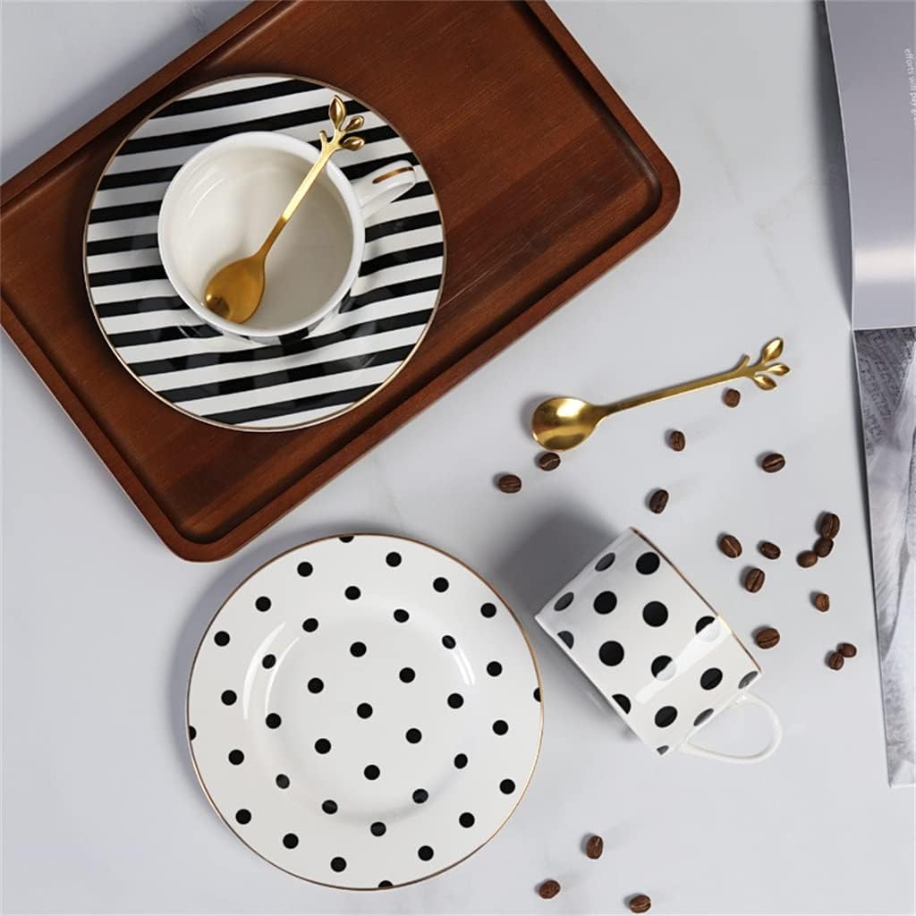 European Striped Coffee Cup Set Ceramic Bone Porcelain Dish English Afternoon Tea Stacking Pot