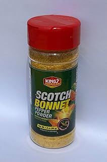 King's Jamaican Scotch Bonnet Pepper Powder – 1.8 oz Jar – Finely Ground Scotch Bonnet Peppers for Seasoning, Cooking, Marinades, and Caribbean Dishes