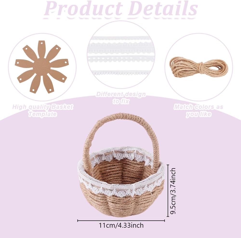FREEBLOSS 6 Set DIY Woven Basket Making Kit for Beginners Wicker Basket Weaving Supplies Multifunctional Hand-Woven Storage Box for Easter Decor