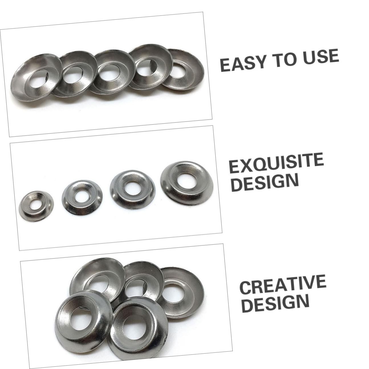 100 Pcs 304 Stainless Steel Bowl-Shaped Washers Screw Gaskets Polished Bolt Washers for Industrial Hardware Repair and Replacement