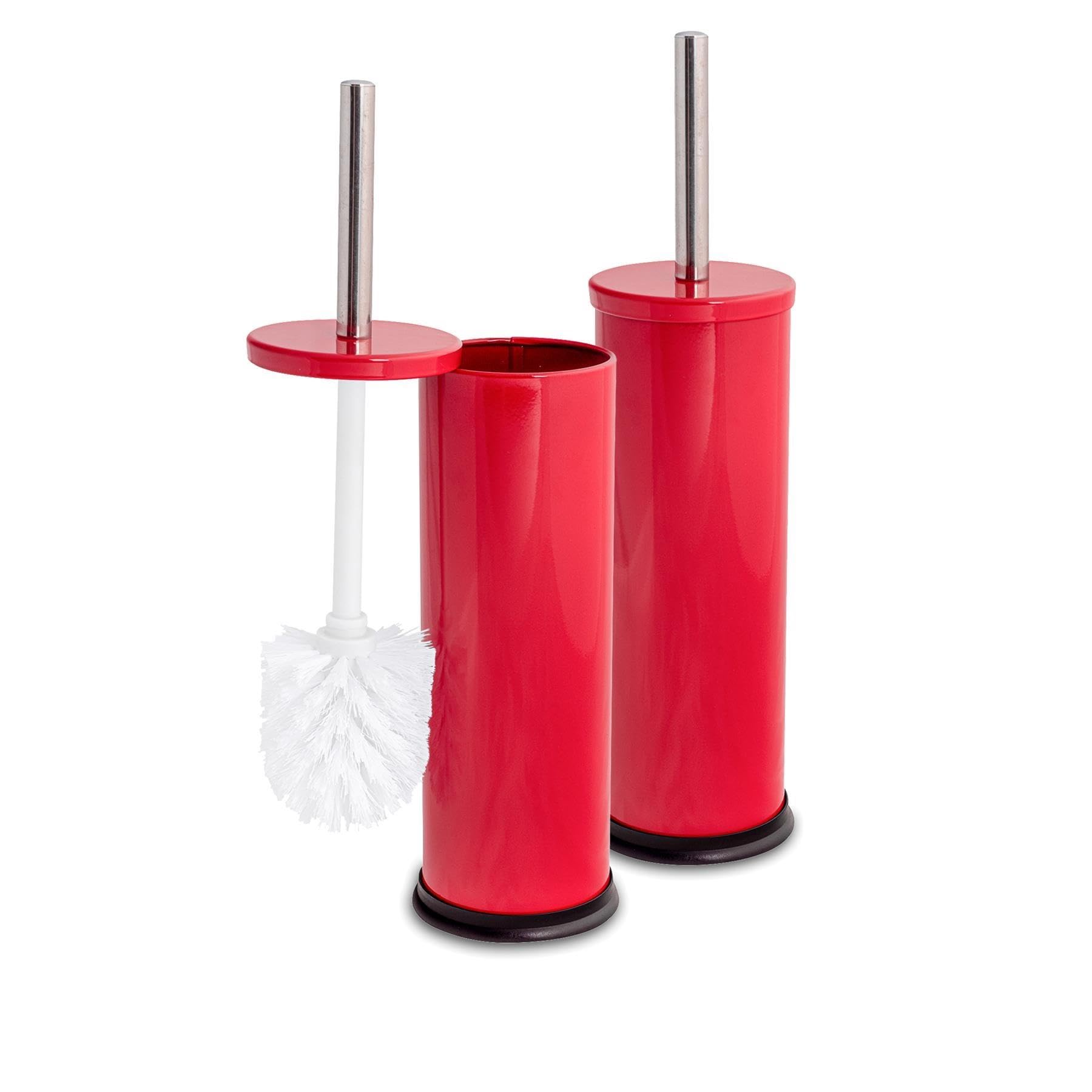 Harbour Housewares 2X Red Toilet Brushes With HolderRound Brush With Non Slip Base Rust Resistant Toilet Cleaning Brush Set from B&Q