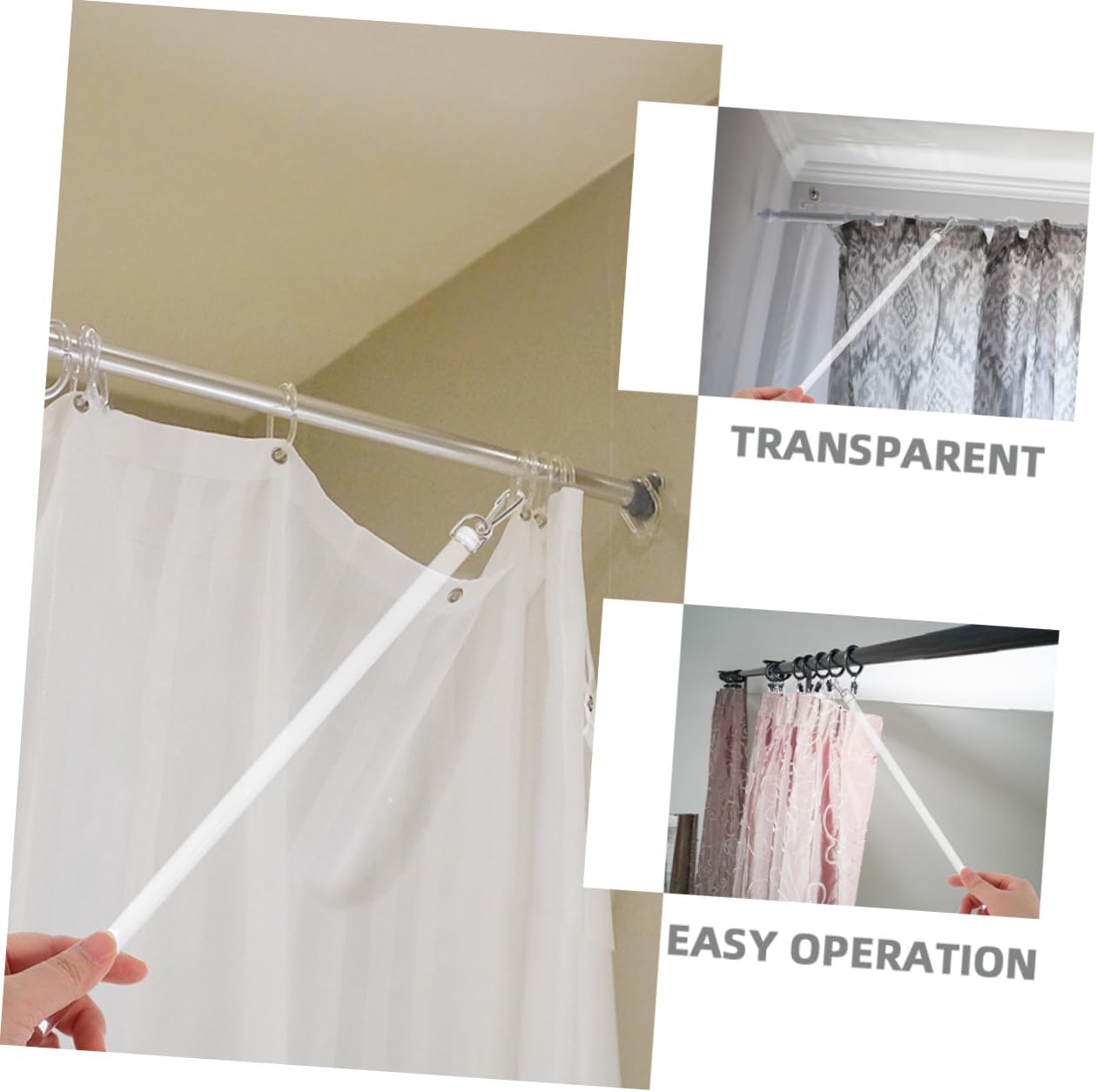 4pcs Clear Acrylic Drapery Pull Vertical Blind Rod for Easy Curtain Transparent Design Accessory for Home