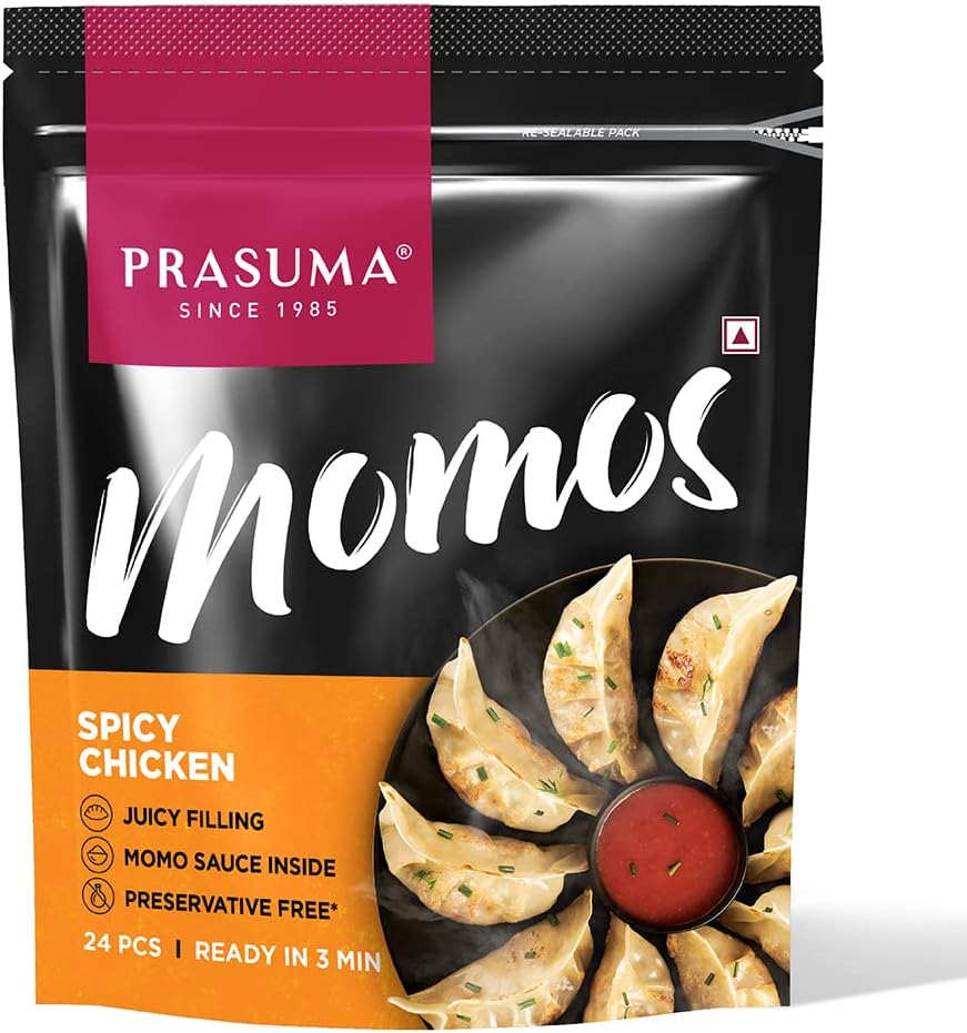 Prasuma Spicy Chicken Momos, 24 Pieces