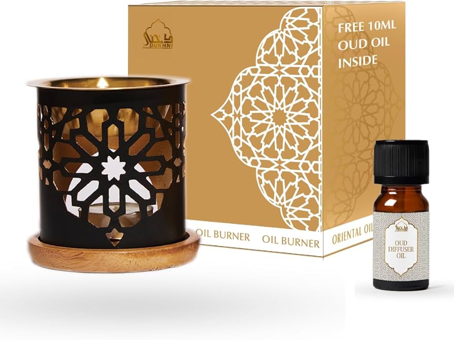 Amazon.com: Dukhni Oil Burner | Brass Burner with Candle | Use for Essential Oil, Aroma Oil, Diffuser Oils | Relax with Home Aromatherapy, for Stress Relief, Meditation, Massage and Home Fragrance, Islamic