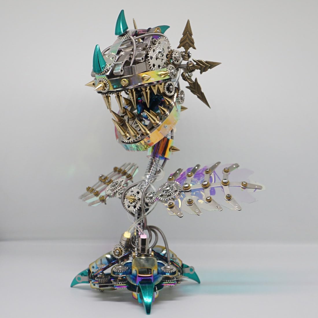 Puzzle 3D in metallo Piranha pianta fiore per adulti, kit modello di assemblaggio di piante steampunk, 770 pezzi + puzzle 3D meccanici fai da te, difficoltà media da montare