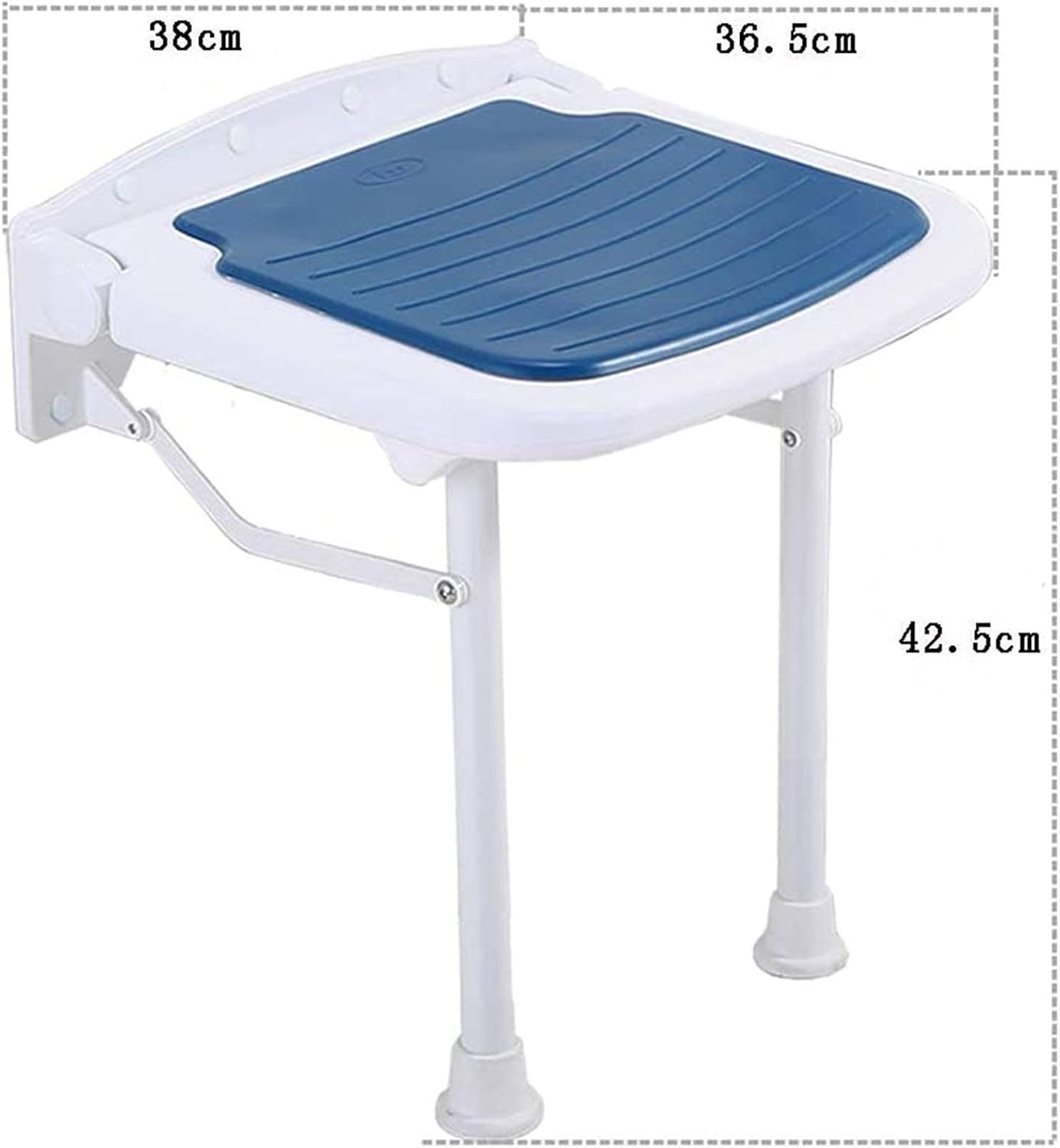 Shower Chairs,Shower Stool Bathroom Folding Stool Change Shoe Wall Chair Aisle Wall Chair Anti-Corrosion Anti-Rust Maximum Load 300Kg Bath Chair Apply to Elderly,Senior,Blue