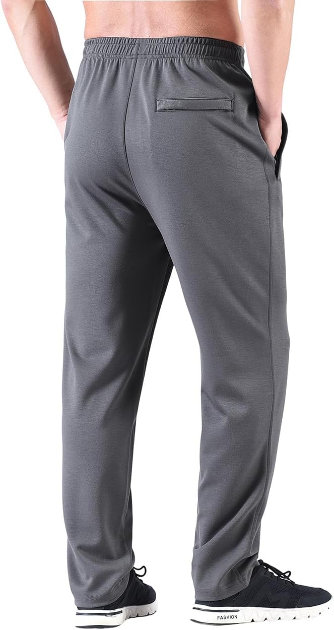 Men's Classic Zipper Fly Drawstring-Waist Jogger Pants Sweatpants with Zipper Pockets