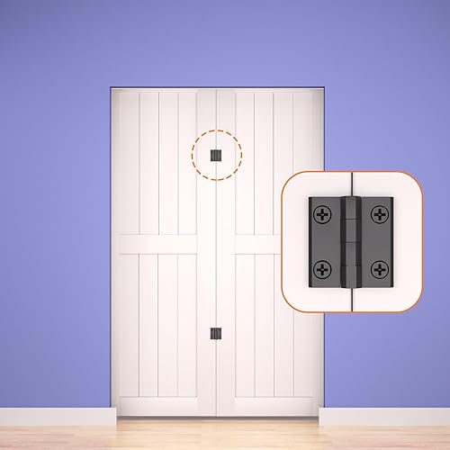 Miniatura 4 de SKYSEN Juego de rodillos plegables para puerta de granero, apto para 2 puertas de granero plegables, diseño plegable que ahorra espacio, rociado