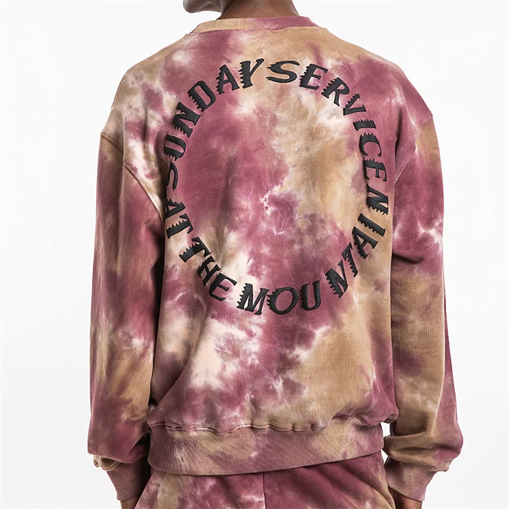 G&F Kanye - Felpa unisex a maniche lunghe, stile hip hop, Rapper Fans Tie Dye con cappuccio in cotone Streetwear (colore multicolore